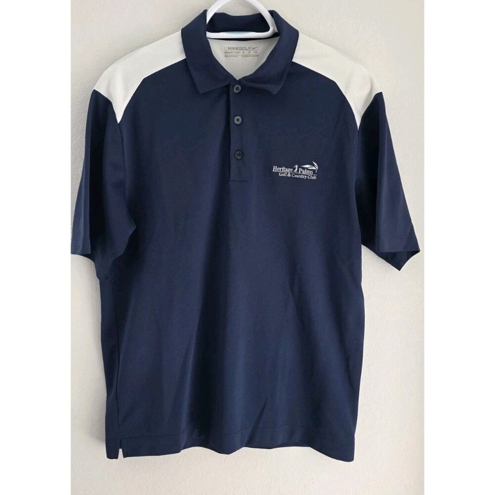Nike Golf Men's Small‎ Polo Shirt Navy White Colorblock Performance Golf